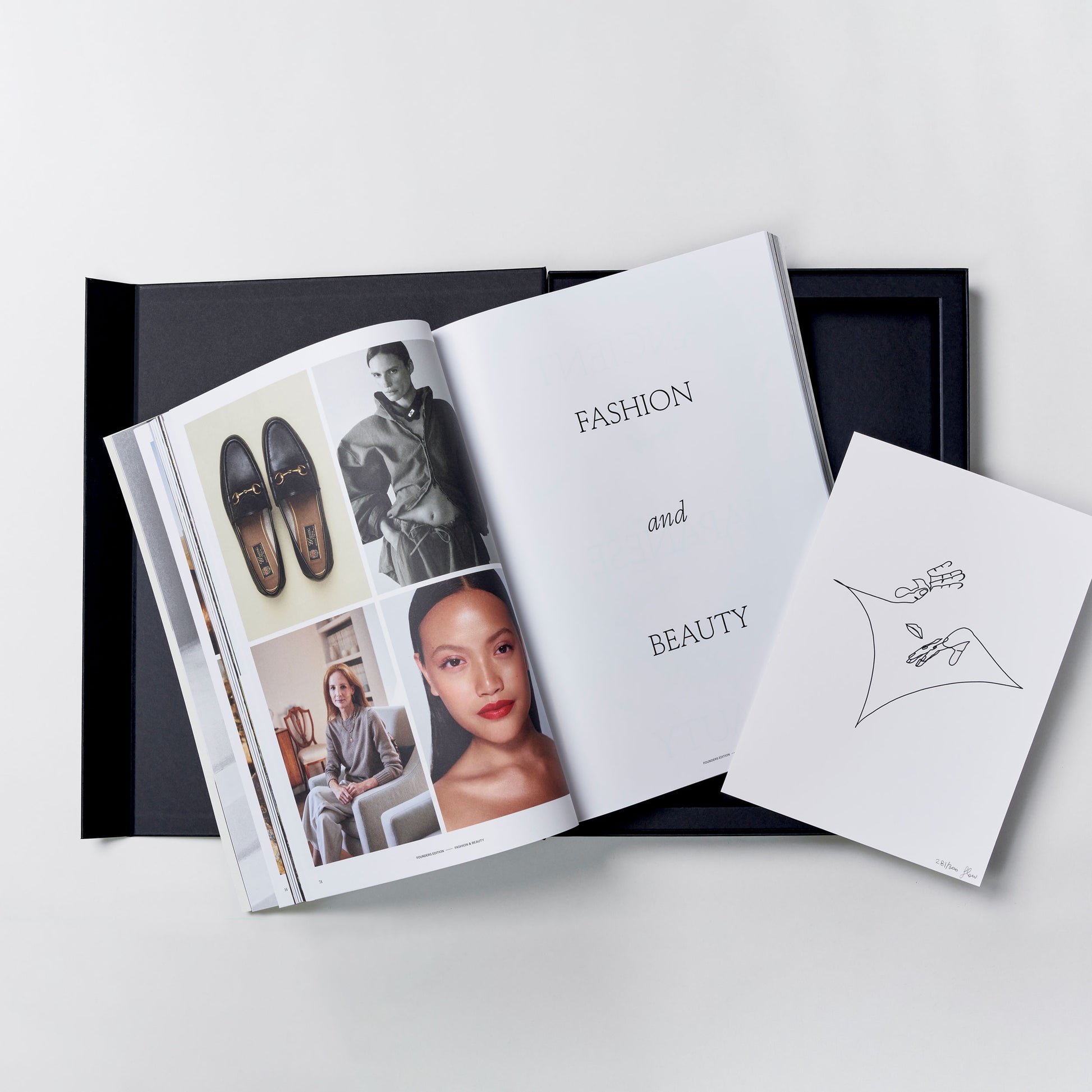Maison E Magazin in Box mit Artwork offen Produktabbildung